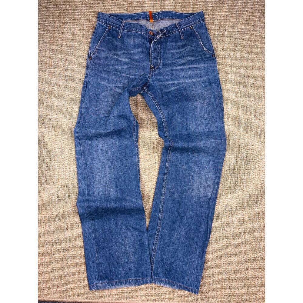Earnest Sewn Mens Jeans Size 33 Medium Wash Straight Leg USA Made